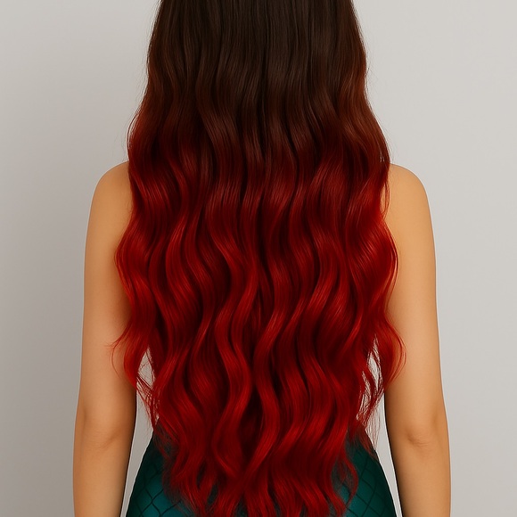 Red Ombre Wavy Wig/ Mermaid Wig/Drag Wig - Picture 2 of 5